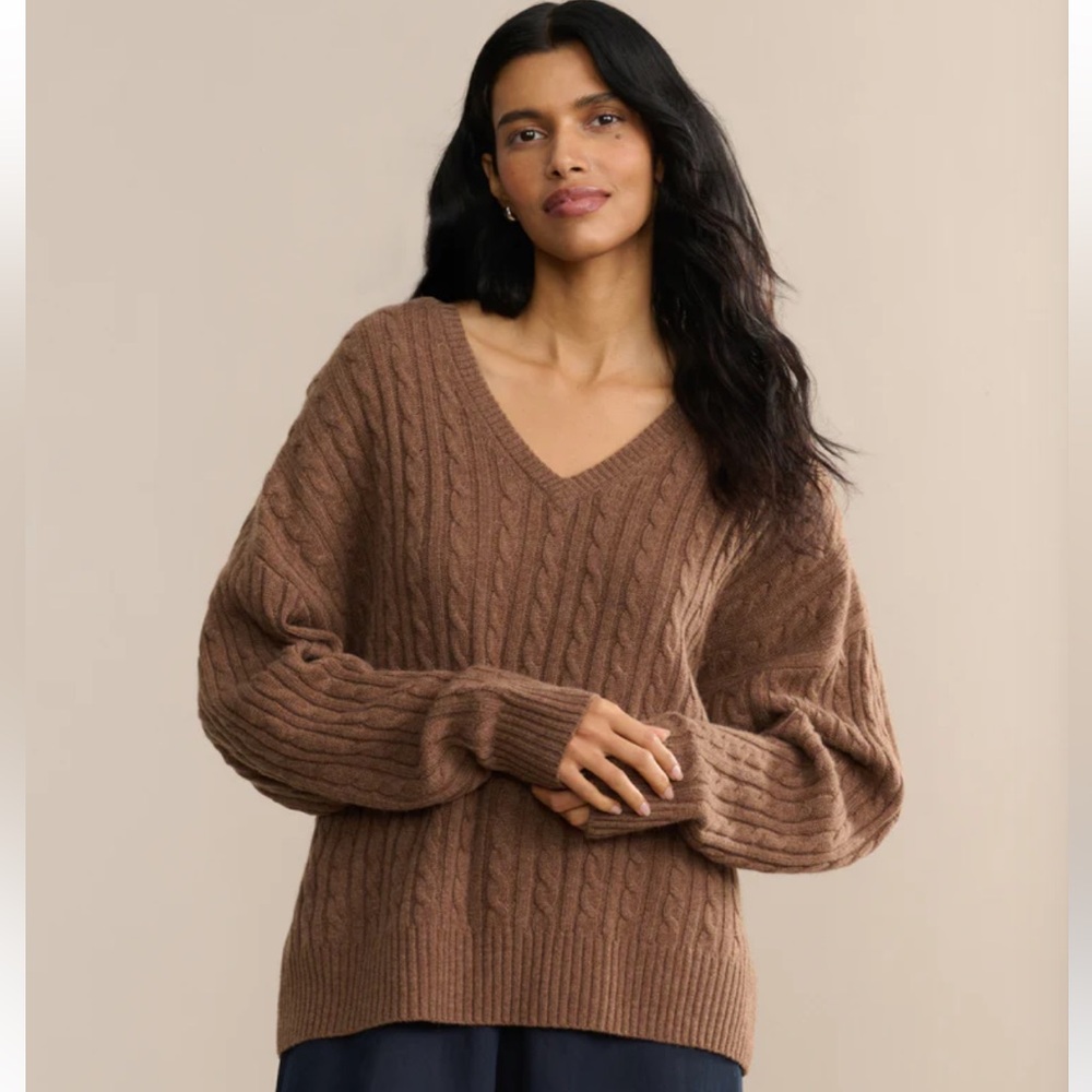 Jenni Kayne - Nell V-neck Sweater - coffee - small New without tags